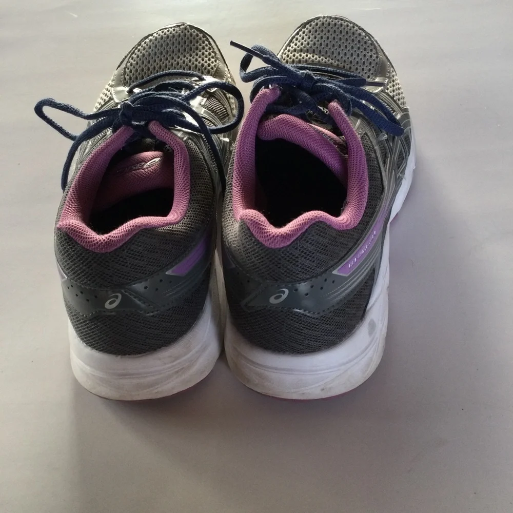 ASICS Gel Contend Gray & Blue Canvas Athletic Running Shoes Size 8.5